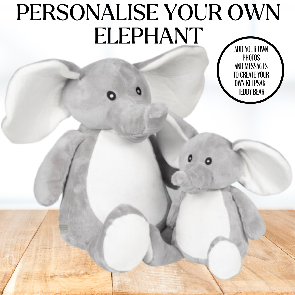 Personalised New baby Elephant teddy bear welcome to the world