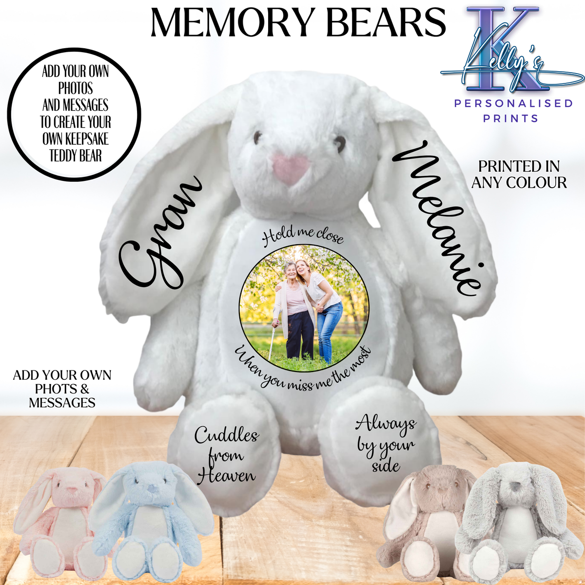 Memory Teddy Bear Hold me close when you miss me the most
