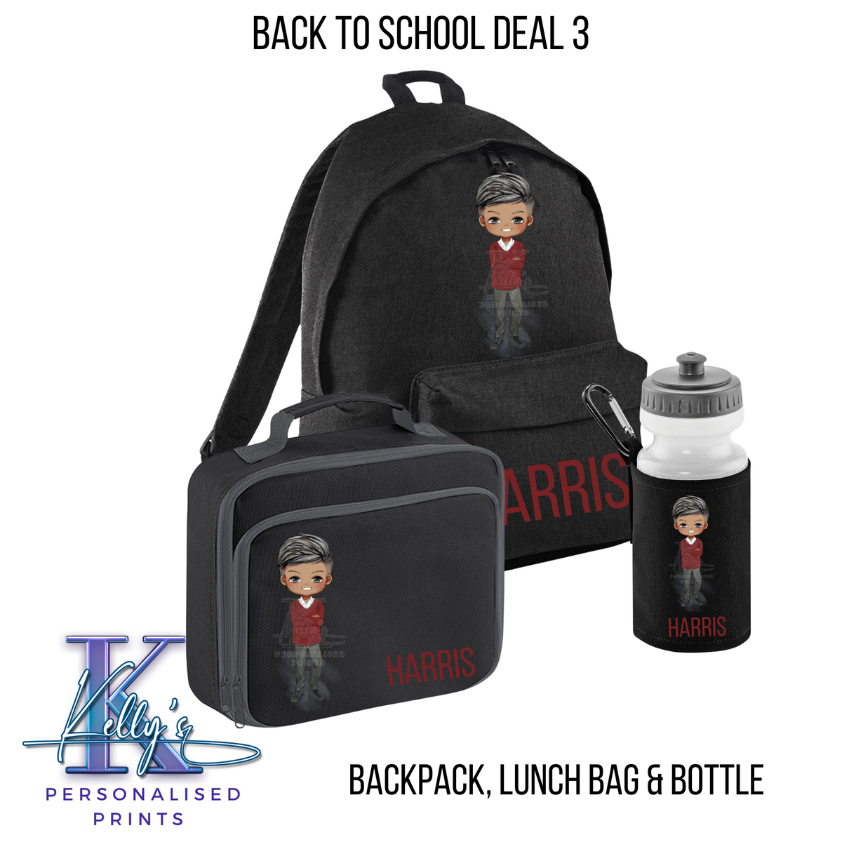 Personalised Back to school set, Back to school Bundle 3, School Character school set