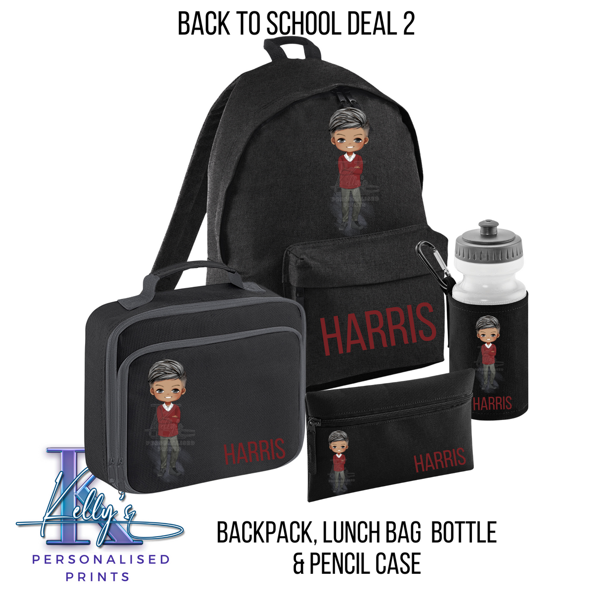 Personalised Back to school set, Back to school Bundle 2, School Character back to school set
