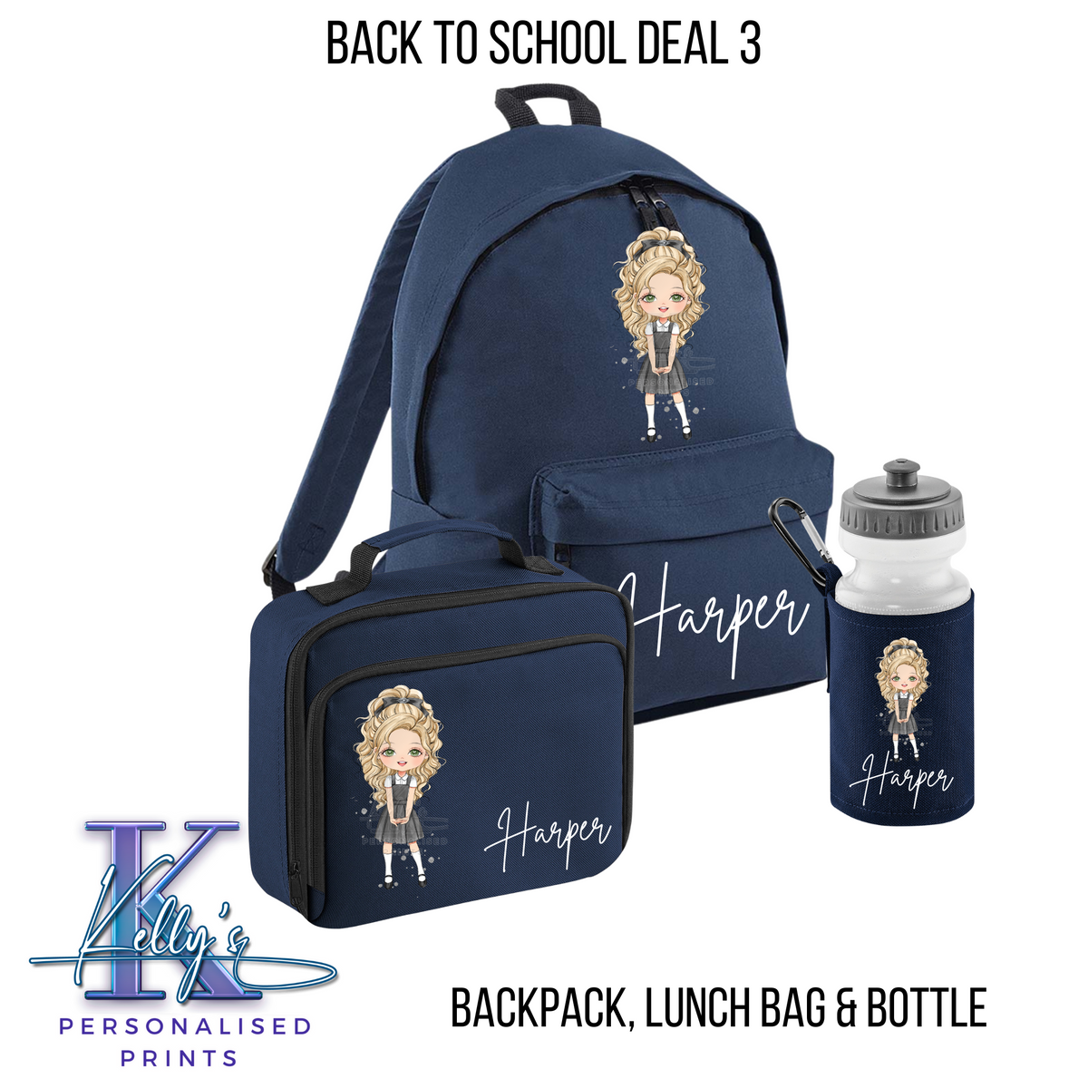 Personalised Back to school set, Back to school Bundle 3, School Character school set