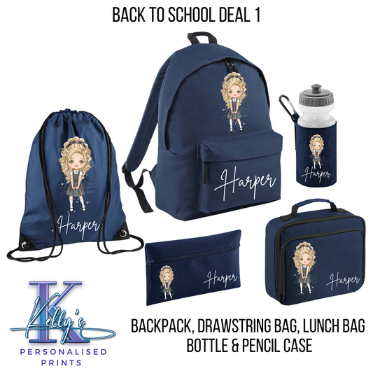 Personalised Back to school set, Back to school Bundle 1, personalised school character