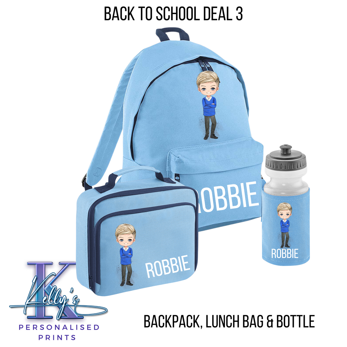Personalised Back to school set, Back to school Bundle 3, School Character school set