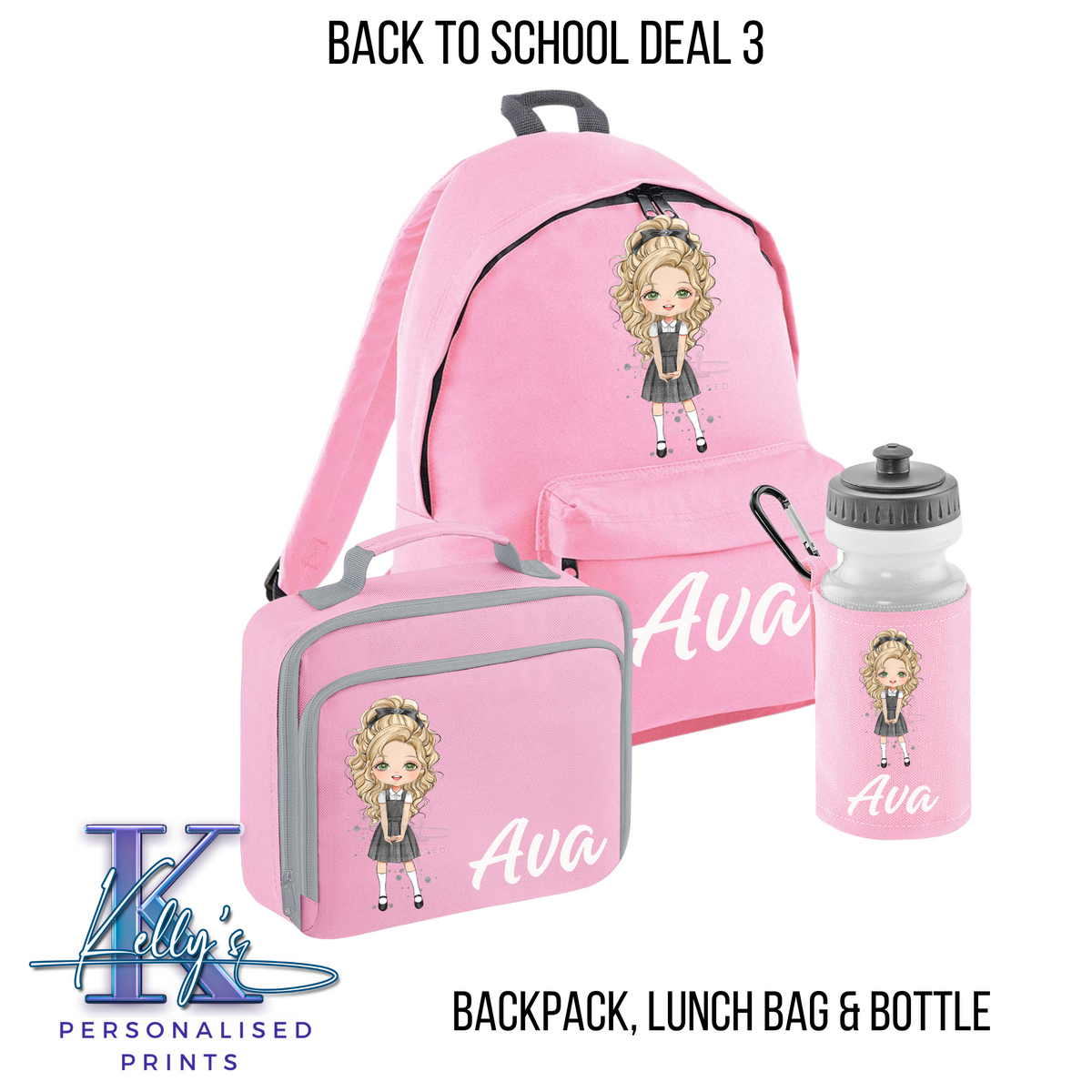 Personalised Back to school set, Back to school Bundle 3, School Character school set
