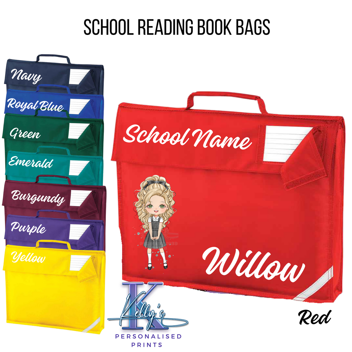 Personalised School Book Bag, Junior Book Bag, School Character Book Bag
