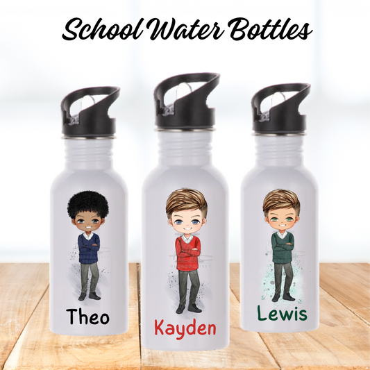 Personalised school water bottle, Personalised school character water bottle