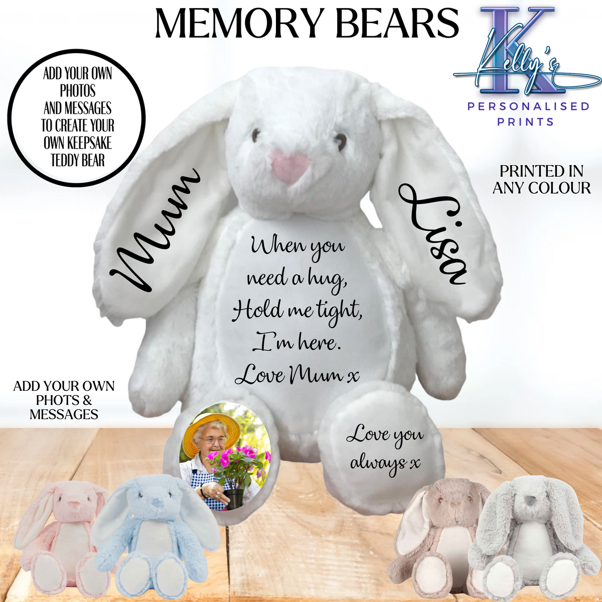 Memory Teddy Bear, When you need a hug hold me tight