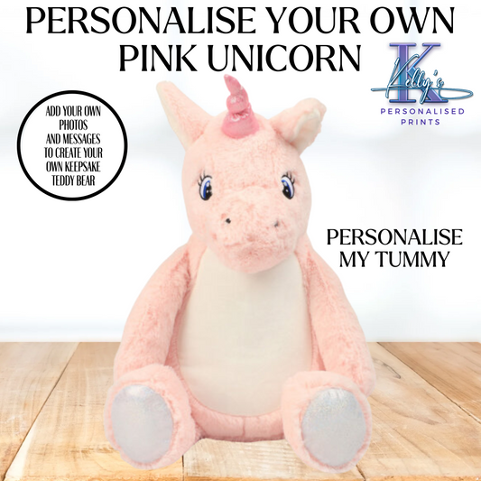Personalised Pink Unicorn Teddy Bear