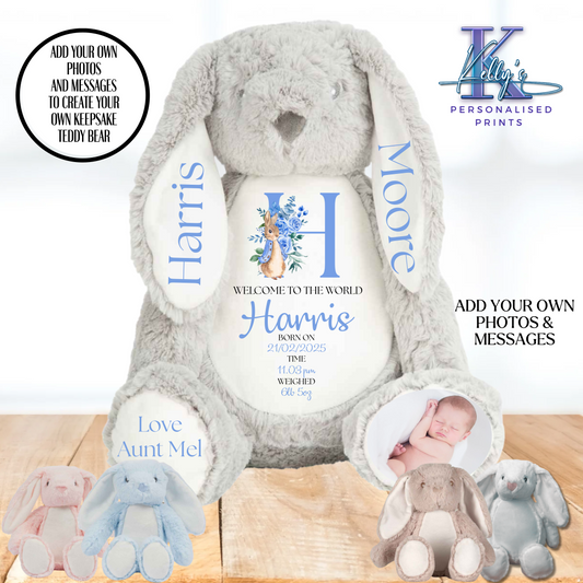 Personalised New Baby Bunny Teddy Bear