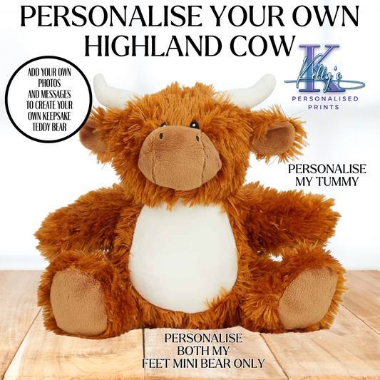 Personalised Highland Cow Teddy Bear