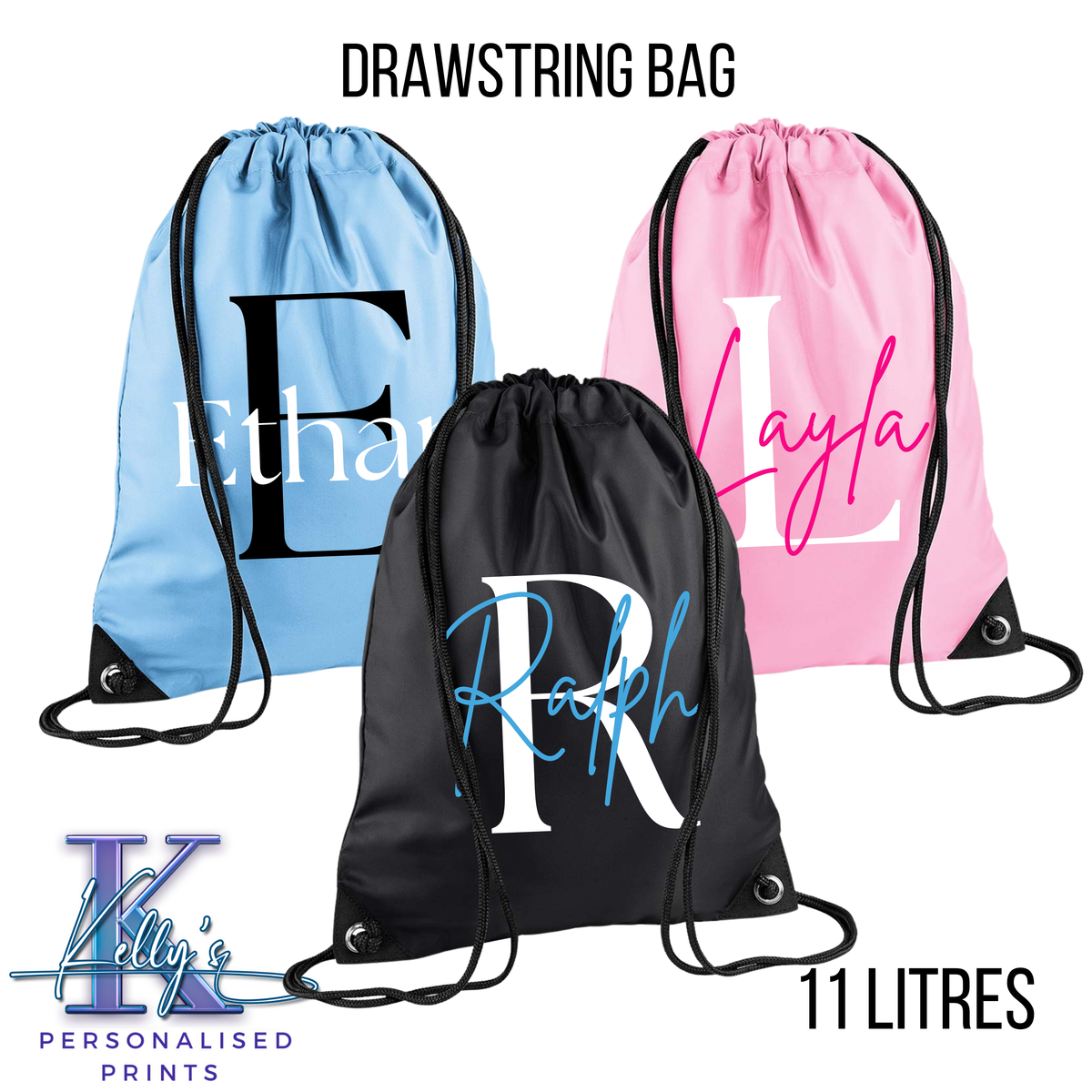 Personalised School Drawstring bag, Personalised P.E Bag