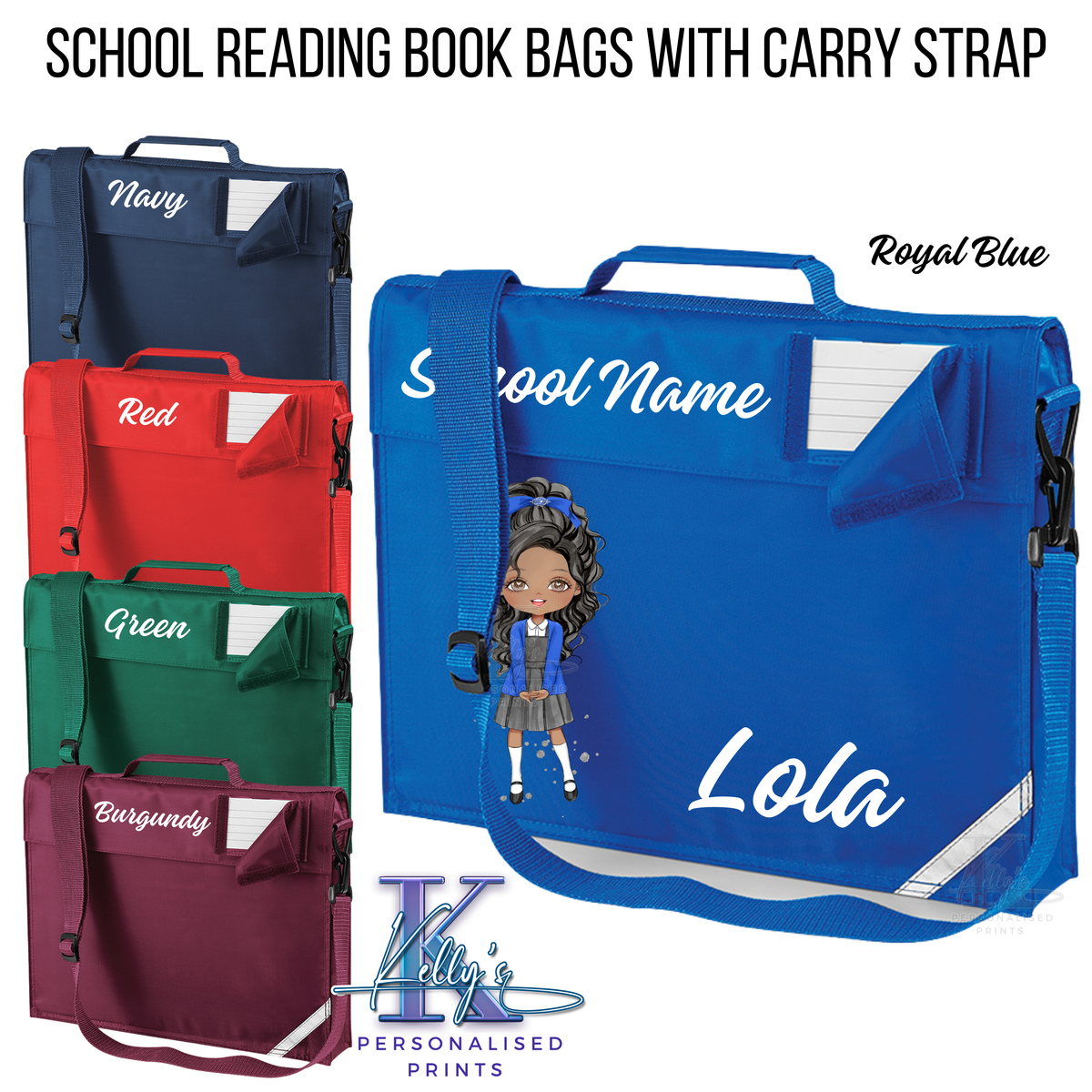 Personalised School Character Book Bag With Carry Strap