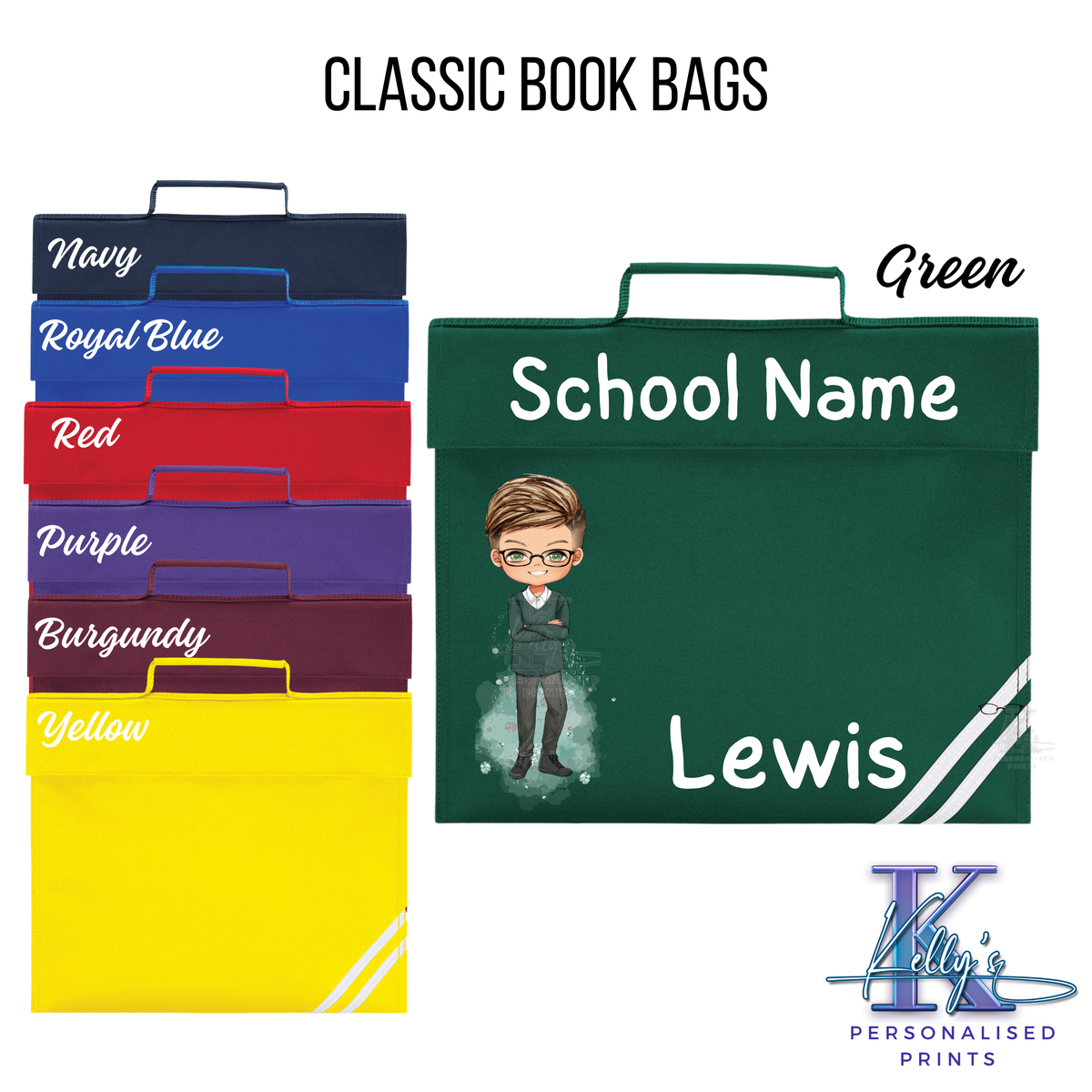 Personalised School Book Bag School character, Classic Book Bag