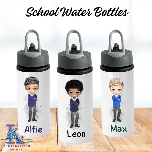 Personalised school water bottle, Personalised school character water bottle