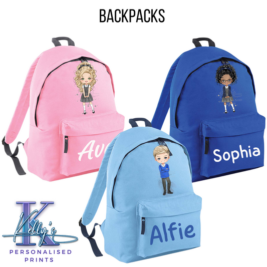 Personalised School Backpack, 18 Litres, school character back pack